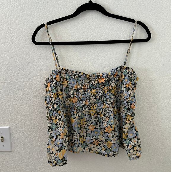 Bundle American Eagle Daisy Floral Cropped Smocked Tank Top Women Size Large - Picture 7 of 13